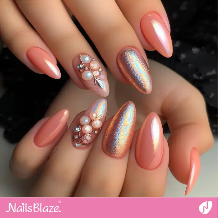 Peach Fuzz Nails Pear Design | Color of the Year 2024 - NB1750